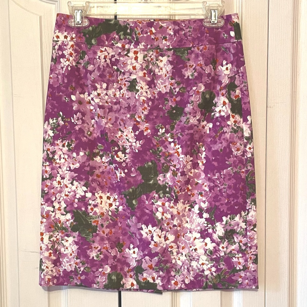 J Crew Violet Print Pencil Skirt